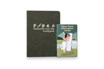 Mindfulness Bundle: Guided Premium Journal, 55 Positive Affirmations Card Deck, Daily Inspiration for Gratitude, Abundance, Clarity, Connection - size: bundle