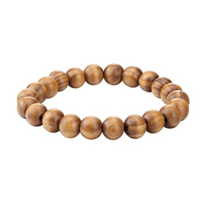 Mens Womens 8mm/10mm Wood Beads Bracelet Stretchable Tibetan Beads Buddhist Prayer Mala - color: Oiled pine