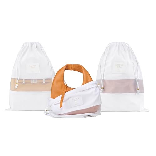 Hayden Hill Luxury Organic Cotton Dust Bags For Handbags - 3 Pack Small - 15" Purse Dust Bags, Shoes and Handbag Covers For Storage - Carbon Neutral Protector Dustbags - style: Small 15"