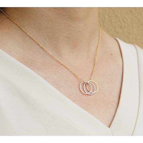 Golden Necklace for Women Virgin Mary Angel Butterfly Necklace Sister New Mom Friendship Necklace Birthday Christmas Gift - style: Three Circle