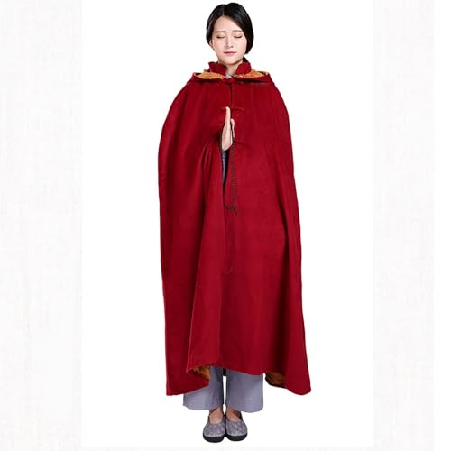 Monk Robe Meditation Cloak,Monk Robe Unisex Cloak Double Layer Plush Winter Thickened Plush Buddhist Supplies Good