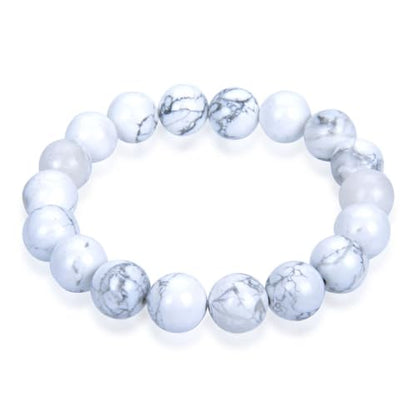 Adabele 1pc Natural Stretch Gemstone Bracelet 10mm (0.39") Bead 7 Inch to 8.5 Inch Healing Crystal Energy Quartz Chakra Jewelry Women Birthday Unisex Gift - color: White Howlite, size: 8.5 inch