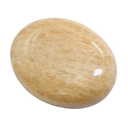 Cream Moonstone Crystals and Healing Stones - Large Palm Stone Crystals Piedra - Crystal for Good Luck, Positive Energy, Meditation - Unique Stocking Stuffers and Birthday Gifts for Women, Men - color: Cream Moonstone