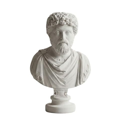 Marcus Aurelius Bust - Elegant Marble Statue for Home Decor and Philosophy Book Collections | Inspirational for Stoicism and Meditations