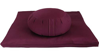 Buckwheat Zafu, Zabuton and Support Meditation Cushions Set (4Pc) - color: Burgundy