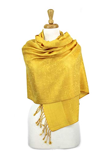 PASKMLNA Paisley Jacquard Pashmina Shawl Wrap Scarf Stole - color: Gold