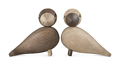 Kay Bojesen Lovebirds Pair | Oak and Smoked Oak | 3.5 in.