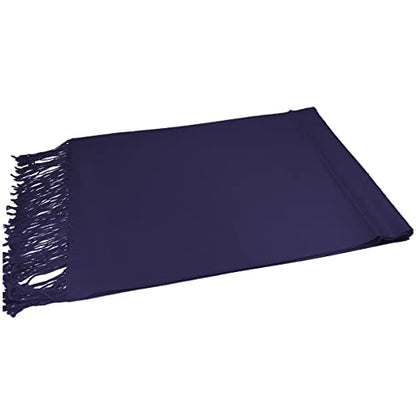Glory Max Women Large Soft Silky Pashmina Shawl Wrap Scarf in Plain Solid Colors - color: Navy
