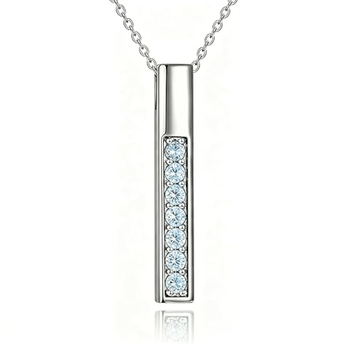 POPLYKE Chakra Necklace for Women 925 Sterling Silver Bar/Inifinity/Cross Necklace Mother Day Jewelry Gift for Women - style: March