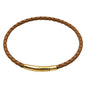 Leporem Premium Brown Braided Leather Bracelet 18K Gold Plated Minimalist Everyday Jewelry Secure Push Lock Clasp Luxury Gift Box