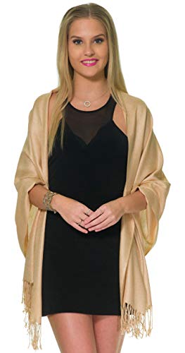 Pashmina Shawls and Wraps for Evening Dresses, Large Soft Pashminas Wedding Shawl - color: Light Cream Champagne