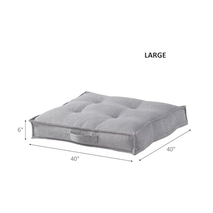 Square Tufted Floor Pillow with Removable Cover, Cement, Large (40") - color: Cement, size: Large (40")