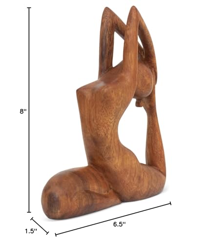 G6 Collection 8" Wooden Handmade Yoga Statue, Yoga Meditation Room Decor, Yoga Decorations for Home, Gift for Yoga Lover, Zen Gift Ideas, Figurine Office Studio Sculpture Yogi, One-Legged King Pigeon - style: One-Legged King Pigeon