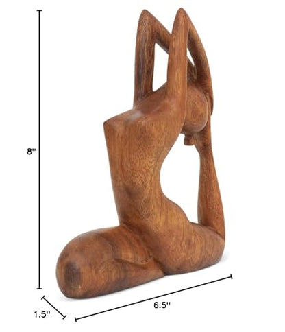 G6 Collection 8" Wooden Handmade Yoga Statue, Yoga Meditation Room Decor, Yoga Decorations for Home, Gift for Yoga Lover, Zen Gift Ideas, Figurine Office Studio Sculpture Yogi, One-Legged King Pigeon - style: One-Legged King Pigeon