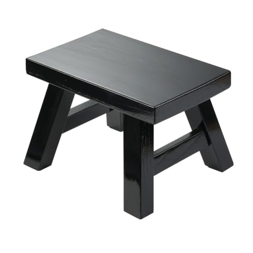 Small Stool Wooden Step Stool Footstool Solid Wood 8 inch for Kids Adults Plant Stand Fishing Stool (Black) - color: Black