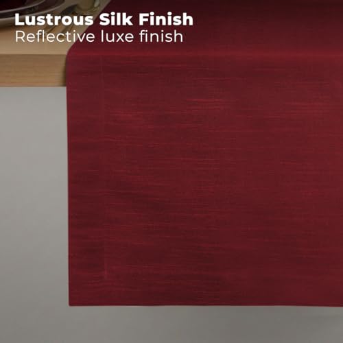 Luxe Shine™ by D'Moksha Red Table Runner 120 Inches Long, Elegant Silk Table Runner, Machine Washable, 14 x 120 Inch for Dresser, Dining- Summer, Father's & Independence Day - color: Red, size: 14 X 120 Inch