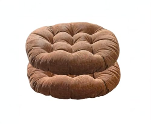 Japanese Large Linen Tatami Floor Pillow,Round Futon,Thicken Tufted Corduroy Seat Cushion,Solid Color Floor Cushion,Yoga Meditation Cushions Balcony Outdoor(Size:2 Piece,Color:Coffee) - color: Coffee, size: 2 piece