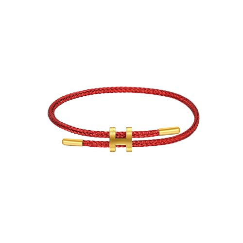 Bracelets for Women Adjustable Charm Bracelet, 18k Gold-plated Buckle Design Titanium Steel Wire Rope Women's Gift Jewelry - color: Red-Red