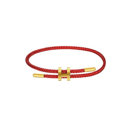 Bracelets for Women Adjustable Charm Bracelet, 18k Gold-plated Buckle Design Titanium Steel Wire Rope Women's Gift Jewelry - color: Red-Red
