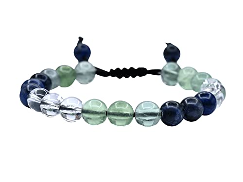 Amazing Gemstone Bracelet for Studying and Concentrating Manifestation - Sodalite Fluorite Clear Quartz Set for Men Women Healing Calming Anxiety Stress Relief Gifts Pulseras Para Hombres Mujer - color: Study Aids