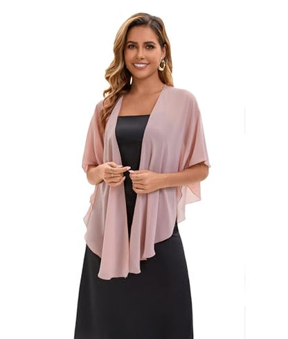 Baoqiya Chiffon Shawl Evening Scarf Shawls and Wraps for Women Wedding Party Bridal Scarves Cover Ups - color: Blush