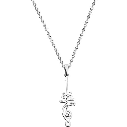 Unalome Flower Necklace Spiritual Symbol Pendant Necklace Meditation Jewelry - style: spiritual necklace