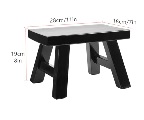 Small Stool Wooden Step Stool Footstool Solid Wood 8 inch for Kids Adults Plant Stand Fishing Stool (Black) - color: Black