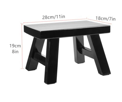 Small Stool Wooden Step Stool Footstool Solid Wood 8 inch for Kids Adults Plant Stand Fishing Stool (Black) - color: Black