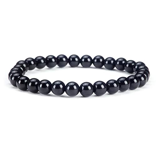 Cherry Tree Collection - Small, Medium, Large Sizes - Gemstone Beaded Bracelets For Women and Men - 6mm Round Beads - color: Black Tourmaline, size: Medium