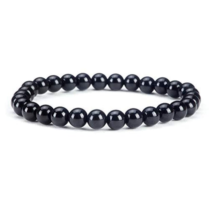 Cherry Tree Collection - Small, Medium, Large Sizes - Gemstone Beaded Bracelets For Women and Men - 6mm Round Beads - color: Black Tourmaline, size: Small