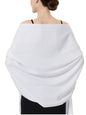 Luxurious Pashmina Feel Scarf & Shawl - Soft Solid Color Wrap for Weddings, Evening Dresses, Gifts - color: . Pure White
