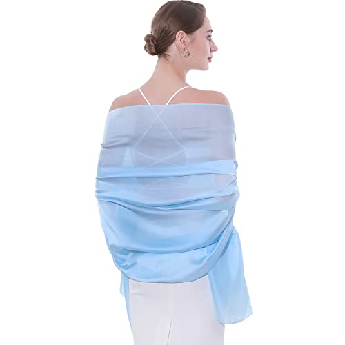 Womens Scarf Pashmina Shawls and Wraps for Evening Dresses Like Chiffon Silk Scarf for Bridal Weddings - color: Blue-2