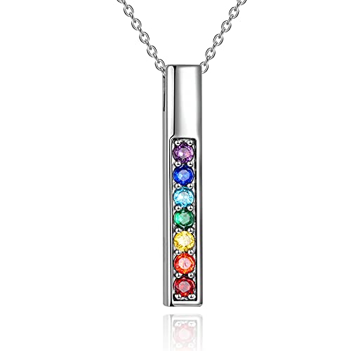 POPLYKE Chakra Necklace for Women 925 Sterling Silver Bar/Inifinity/Cross Necklace Mother Day Jewelry Gift for Women - style: Bar necklace