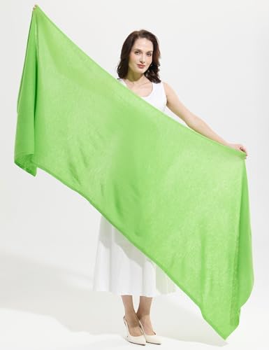 Soft Cashmere Blend Wrap Chic Scarf Stole for Women Wayfarer Travel Extra Large 87"x28" - color: Pea Green