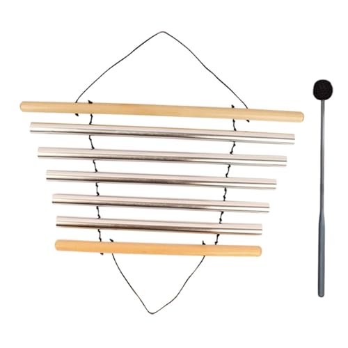 Amagogo Meditation Chime Percussion Bowl Handheld Sound Instrument Tubular Chime Wood Aluminum Material Suitable for Yoga Meditation Relaxation Home, 5 Tones