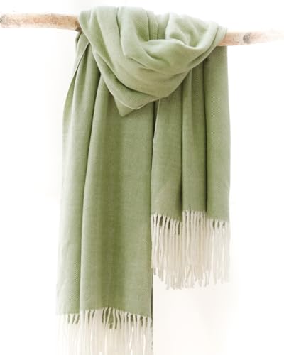 Alashan Cotton Acrylic Adirondack Herringbone Woven Throw - Throw Blanket - Soft Palmetto - color: Palmetto