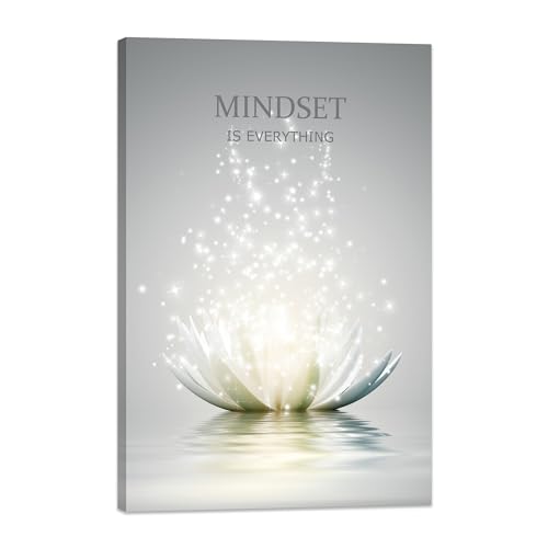 Lotus Flower Wall Art Canvas Mindset Motivational Quotes Poster for Zen Office Wall Decor Spiritual Meditation Prints Artwork Framed (16 x 24inches) - color: mindset lotus 01, size: 16"L x 24"W
