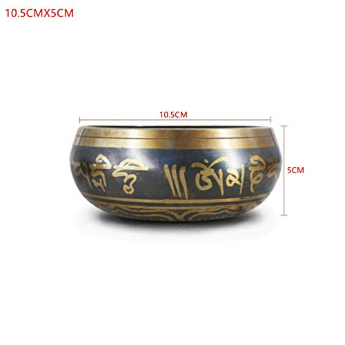 Tibetan Singing Bowl Buddhism Meditation Bell Hand Hammered Buddhist Brass Bowl (10.5CMX5CM) - size: 10.5CMX5CM