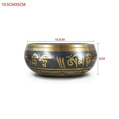 Tibetan Singing Bowl Buddhism Meditation Bell Hand Hammered Buddhist Brass Bowl (10.5CMX5CM) - size: 10.5CMX5CM