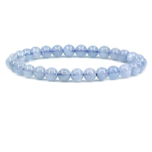 Keleny Semi Precious Crystal 6mm Round Beads Rock Yoga Stretch Bracelet 7 Inch Unisex Unisex - color: Blue Aquamarine