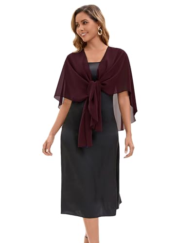 Baoqiya Chiffon Shawl Evening Scarf Shawls and Wraps for Women Wedding Party Bridal Scarves Cover Ups - color: Deep Purple