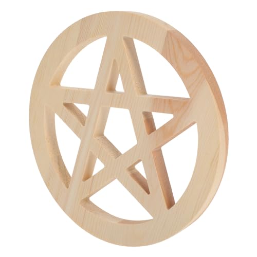STOBAZA Wooden Pentacle Altar Ornament Ritual Decor for Home for Gardens Living Rooms and Bedrooms Decorative Supply for Spiritual Practices Natural Design