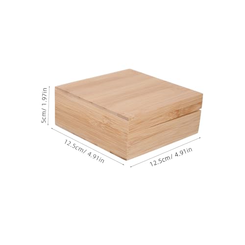Holibanna 1pc Square Wooden Desktop Storage Box Lid Natural Organizer for Sundries Jewelry and Items and Portable Home Storage