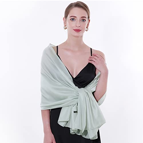Womens Scarf Pashmina Shawls and Wraps for Evening Dresses Like Chiffon Silk Scarf for Bridal Weddings - color: Green-2