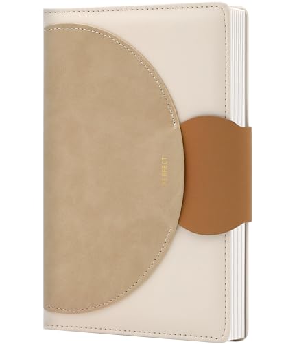 CAGIE Lined Journal for Women, 100GSM Leather Journals for Writing with Buckle Closure,A5 Hardcover Diary Journaling Notebooks for Business Work School Note Taking 5.9" x8.5 (Brown) - color: Brown