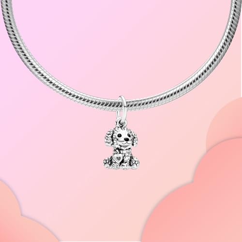 Prayer Cross Elephant Airplane Suitcase Charm 925 Sterling Silver Charms fits for Bracelets Necklace Pendant Bead Charms Jewelry Gift for Women Family - color: Poodle Puppy Dog Charm