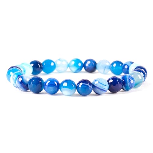 Cherry Tree Collection - Small, Medium, Large Sizes - Gemstone Beaded Bracelets For Women and Men - 8mm Round Beads - color: Blue Ice, size: Large