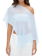 Women Chiffon Cape Shawls and Warps for Evening Dress Wedding Sheer Mesh Flowy Capelets Top - color: Baby Blue, size: Medium