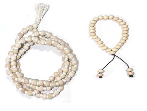 IS4A 8MM TULSI HOLY BASIL PRAYER BEADS JAPA MALA NECKLACE HAND KNOTTED KARMA (108+1) BEADS BLESSED & ENERGIZED HINDU TIBETAN BUDDHIST SUBHA ROSARY