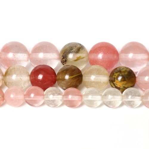About 45pcs 8mm Natural Stone Beads Fire Cherry Quartz Beads Energy Crystal Power Gemstone for Jewelry Making, DIY Bracelet Necklace - color: Fire Cherry Quartz, size: 8mm